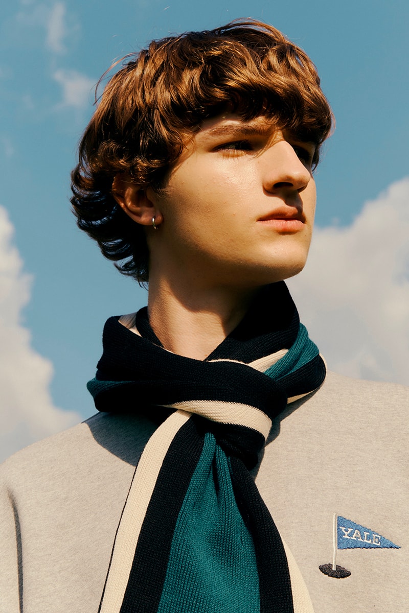 Seoul's World Golf History Museum and Yale University Collaborate for Contemporary Golf Apparel South korea knitted sweaters golf bag set colorblock checkered cardigan round neck quilted jacket handsome dan cap khaki corduroy fleece vests scarves release info
