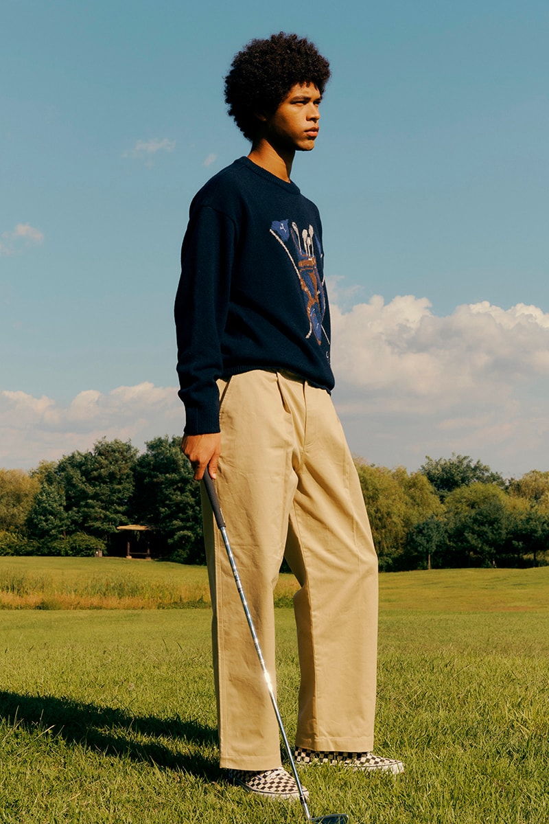 Seoul's World Golf History Museum and Yale University Collaborate for Contemporary Golf Apparel South korea knitted sweaters golf bag set colorblock checkered cardigan round neck quilted jacket handsome dan cap khaki corduroy fleece vests scarves release info