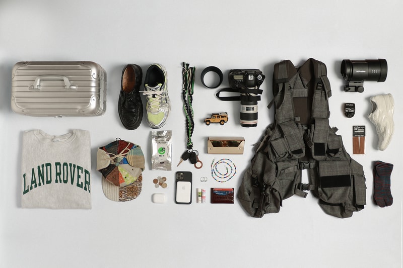 HYPEBEAST Essentials Nicolas Yuthanan Chalmeau of Sillage rimowa beauty case asics gel kayano 14 mint land rover defender 110 Canon junya watanabe profoto b10 flash incense tabi socks card holder hender scheme lip balm akoya rings fantastic man coins ayame shades flap cap land rover champion
