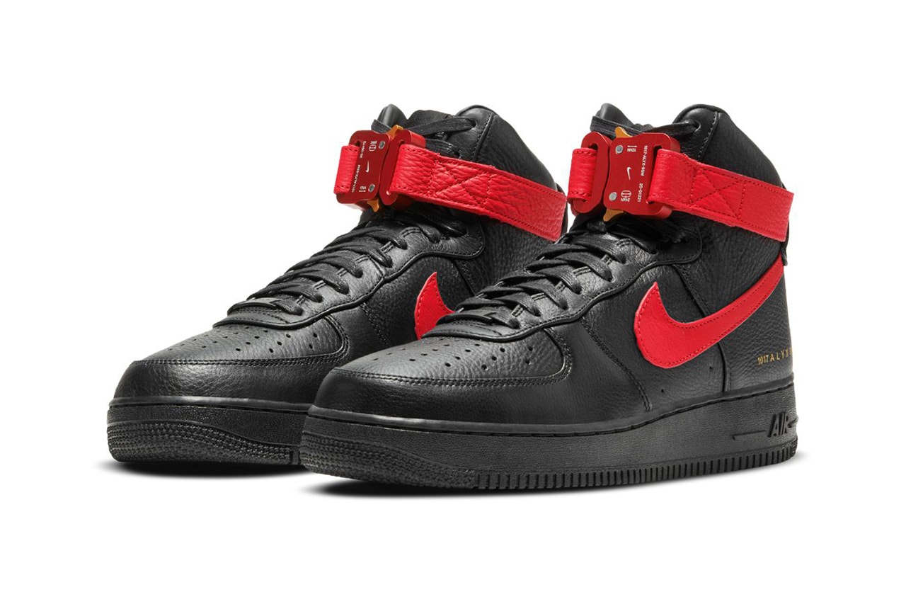 1017 ALYX 9SM nike air force 1 high university red black release date info store list buying guide photos raffle 