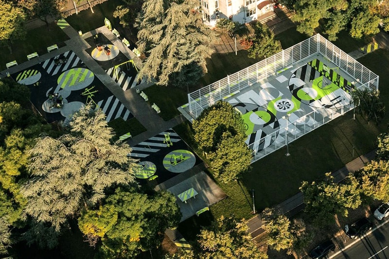 Accept & Proceed Designs Nike Basketball Court and Playground New Belgrade Serbia Park Upcycled Sneakers Sustainability