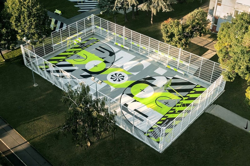 Accept & Proceed Designs Nike Basketball Court and Playground New Belgrade Serbia Park Upcycled Sneakers Sustainability