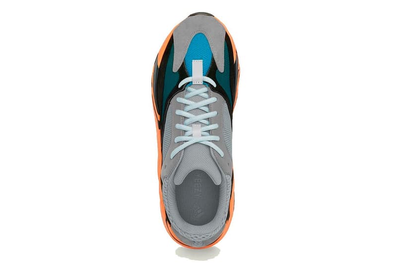 adidas YEEZY BOOST 700 "Wash Orange" Release Date footwear sneakers Three Stripes mesh suede leather orange teal black blue gray GW0296