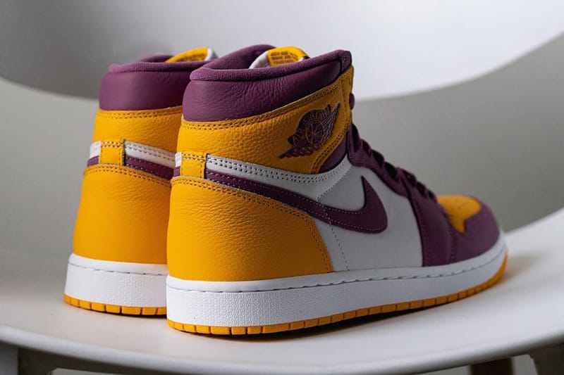 yellow and purple jordans 1