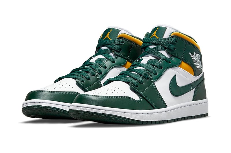 Air Jordan 1 Mid Green/Yellow Release 