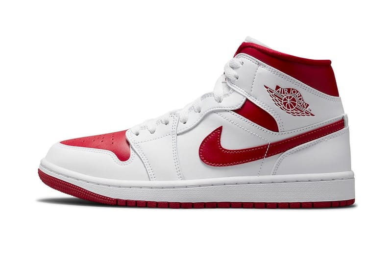 jordan mid red and white