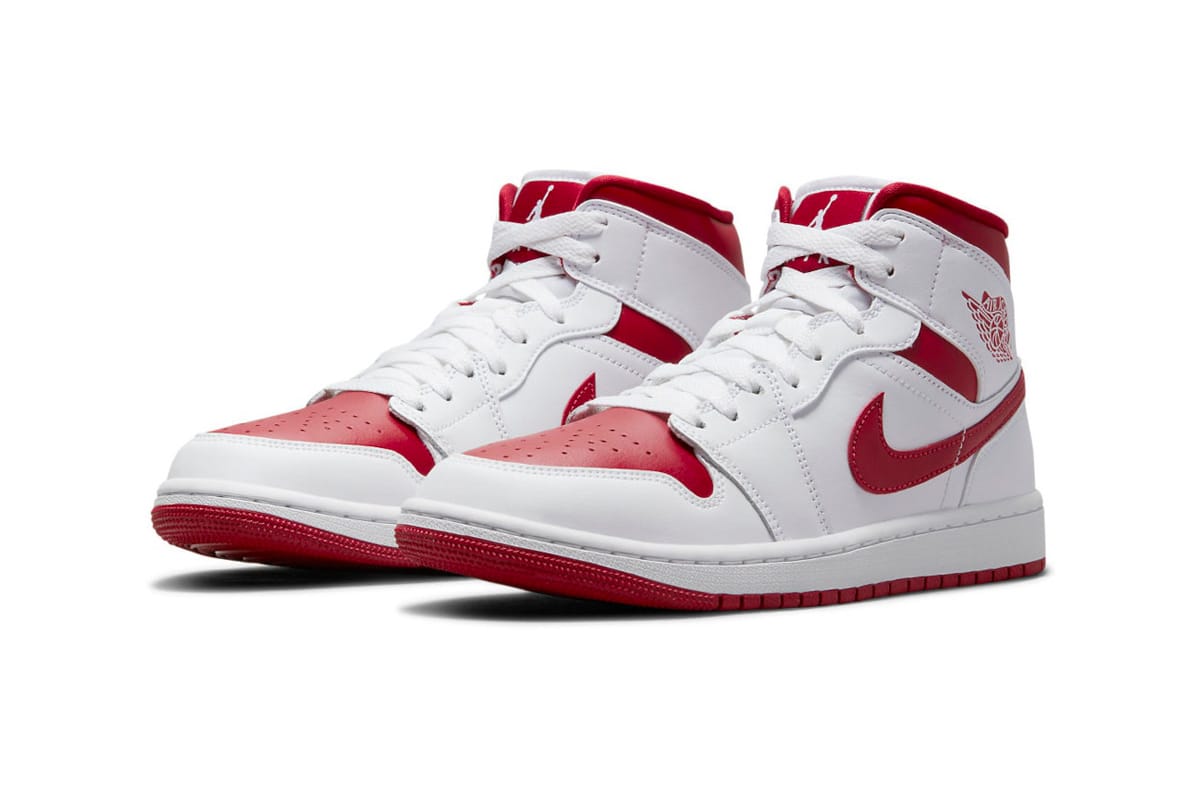 air jordan mid 1 red and white