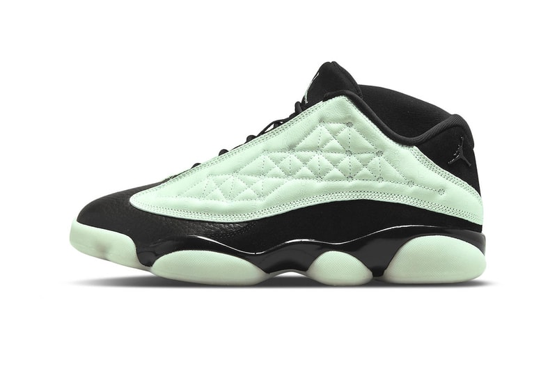 Jordan 13 Low singles day glow in the dark official images mint barley green matte black 200 USD two tone nubuck 1111 Low 