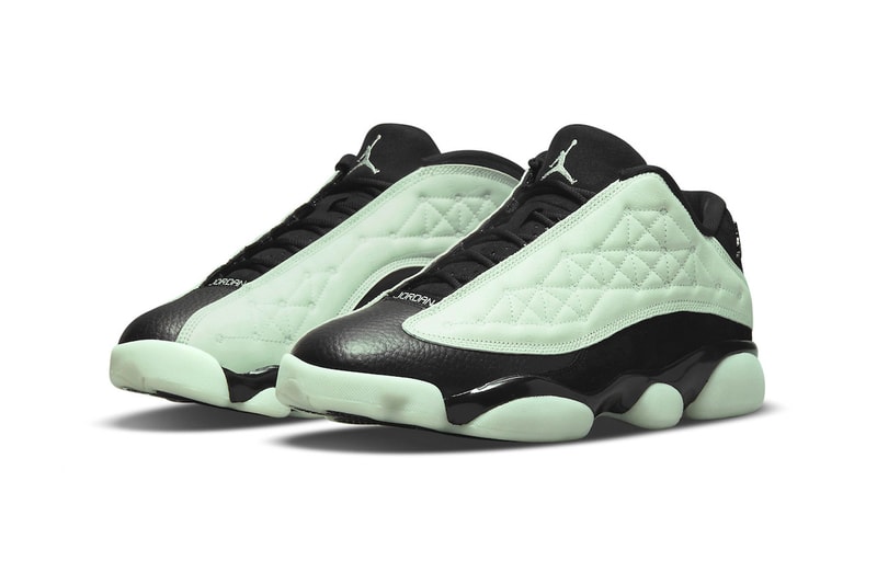 Jordan 13 Low singles day glow in the dark official images mint barley green matte black 200 USD two tone nubuck 1111 Low 