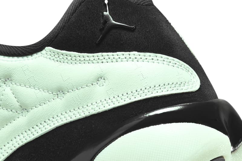 Jordan 13 Low singles day glow in the dark official images mint barley green matte black 200 USD two tone nubuck 1111 Low