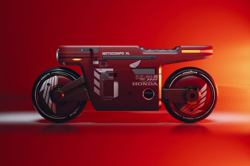 allan williams honda motocompo XL cafe racer motorcycle render Honda City 90s Retro cyberpunk industrial render scooters motorcycles  