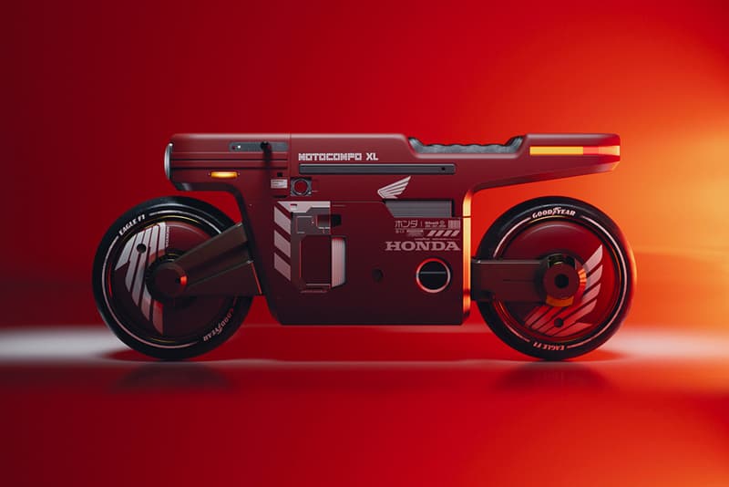 allan williams honda motocompo XL cafe racer motorcycle render Honda City 90s Retro cyberpunk industrial render scooters motorcycles  