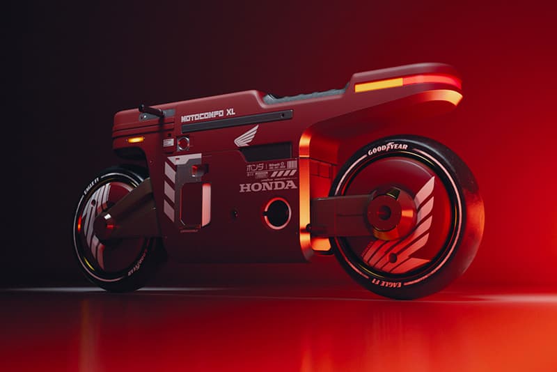 allan williams honda motocompo XL cafe racer motorcycle render Honda City 90s Retro cyberpunk industrial render scooters motorcycles