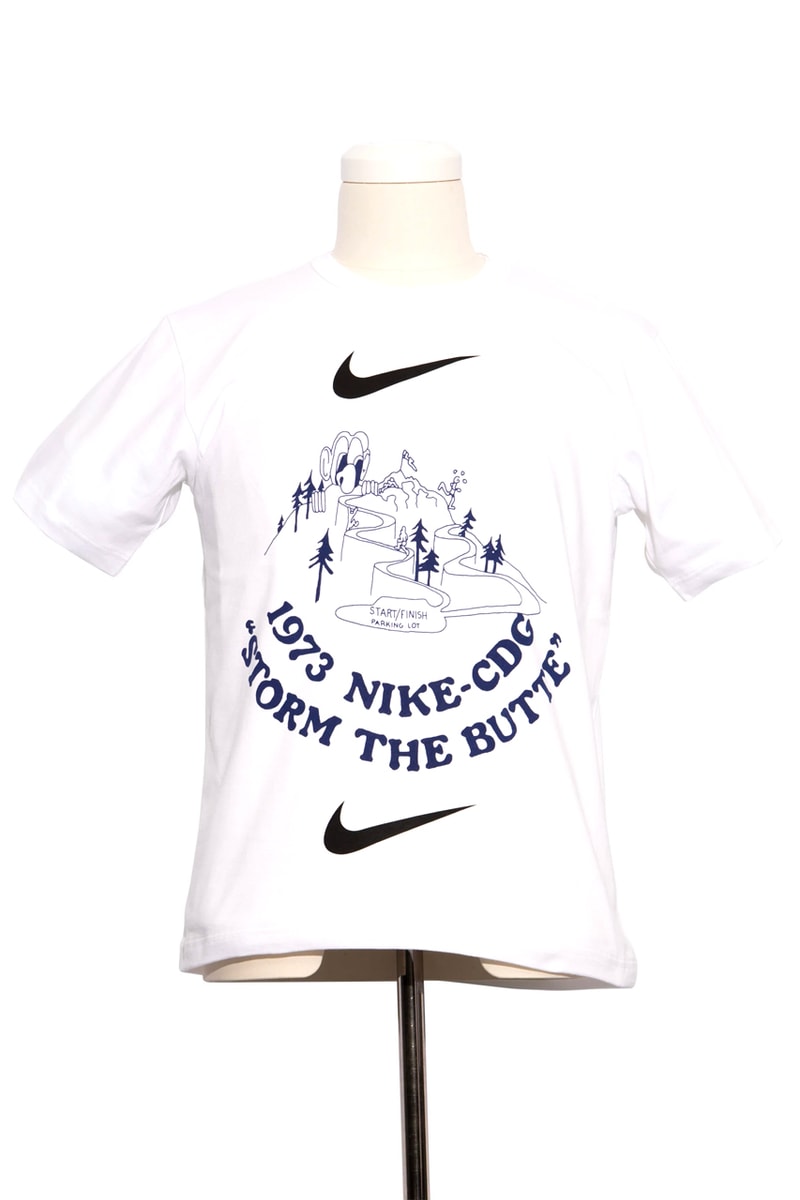 BLACK Comme des Garçons x Nike Vintage Graphic Running T-Shirts Tee Collection Collaboration Dover Street Market London DSML Release Information Rei Kawakubo Swoosh