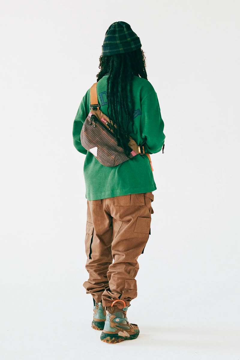 Bodega fall winter 2021 fw21 lookbook drop 1 drop 2 autumn t shirts beanies workwear flannel tweed baseball caps socks sling bag dsptch trail shoe retro release info 