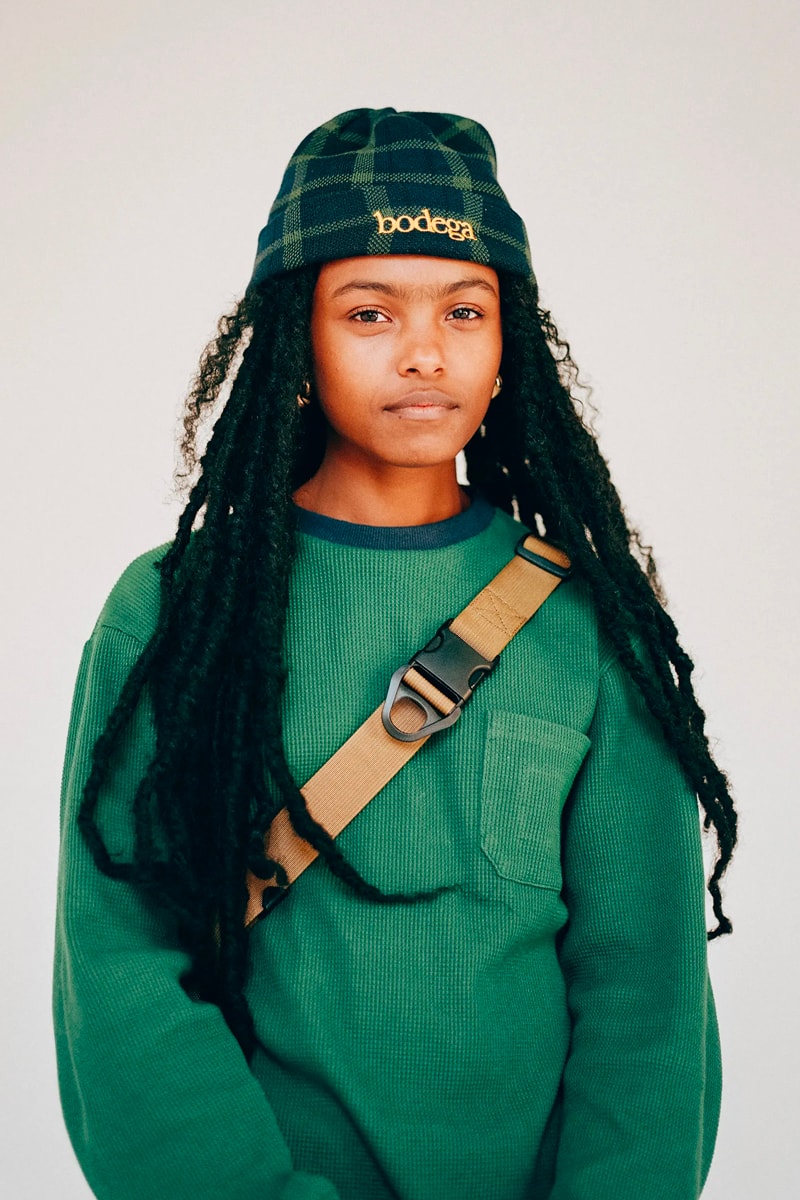 Bodega fall winter 2021 fw21 lookbook drop 1 drop 2 autumn t shirts beanies workwear flannel tweed baseball caps socks sling bag dsptch trail shoe retro release info 