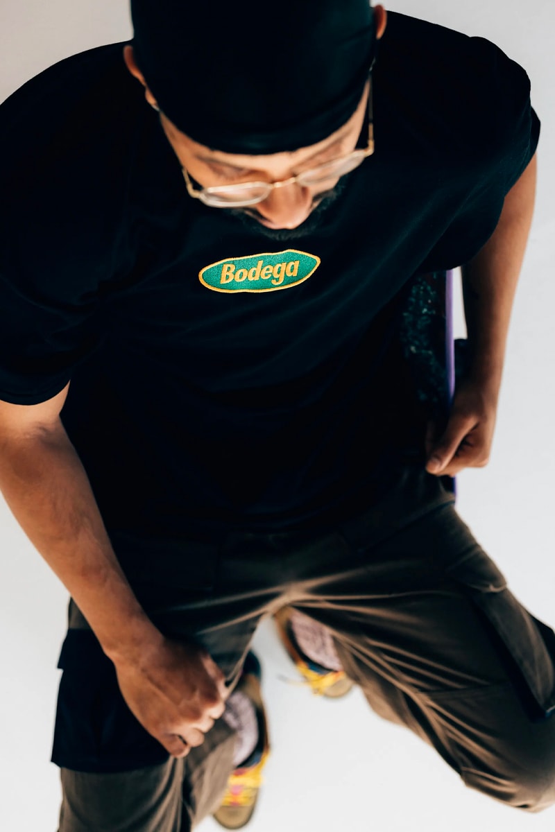 Bodega fall winter 2021 fw21 lookbook drop 1 drop 2 autumn t shirts beanies workwear flannel tweed baseball caps socks sling bag dsptch trail shoe retro release info 