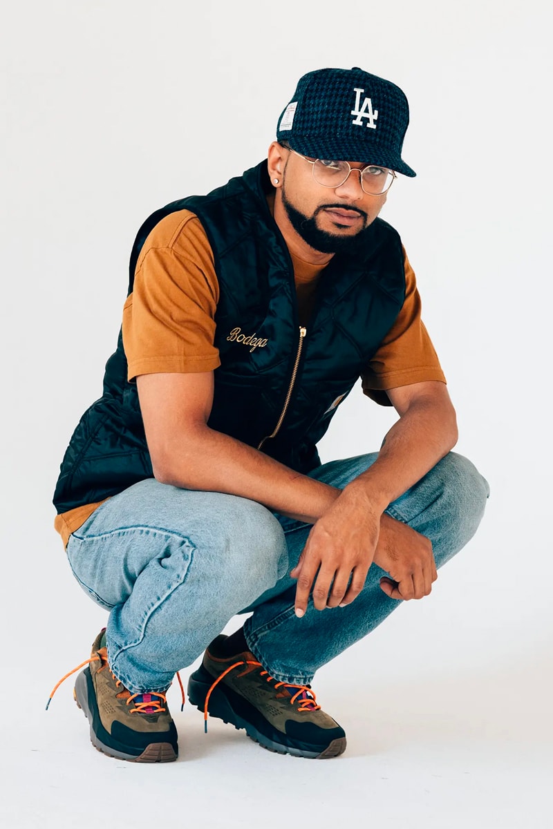 Bodega fall winter 2021 fw21 lookbook drop 1 drop 2 autumn t shirts beanies workwear flannel tweed baseball caps socks sling bag dsptch trail shoe retro release info 