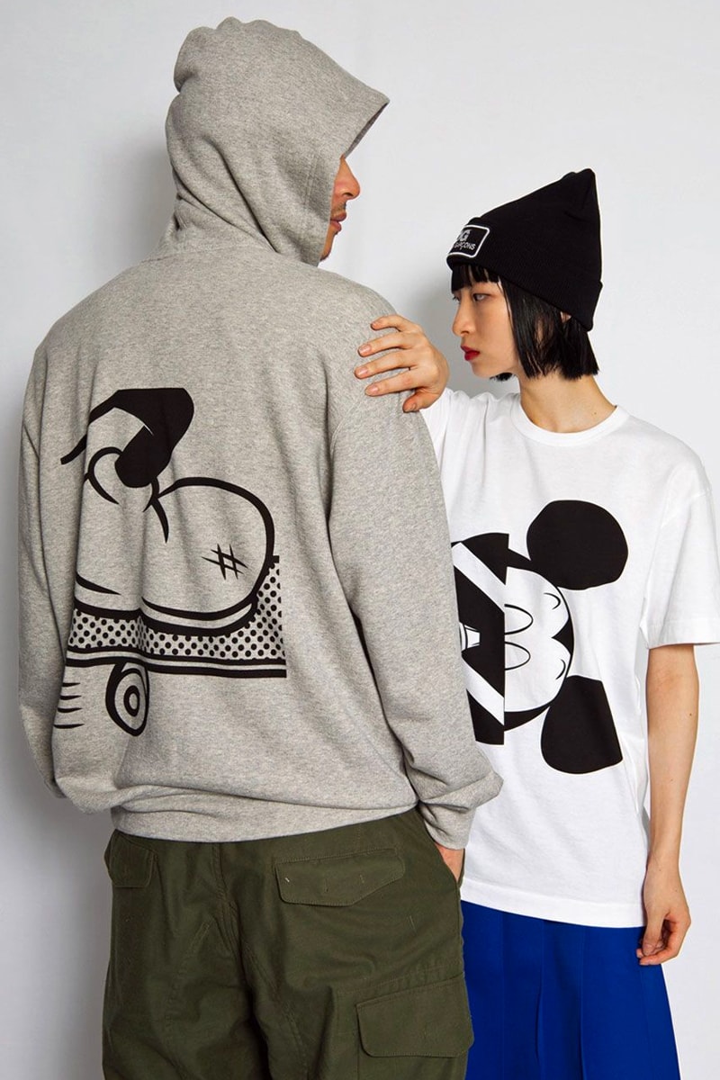 COMME des GARCONS Disney Skate sunglasses white black grey zip up hoodie t-shirt collaboration collection capsule available now online offline stores release info