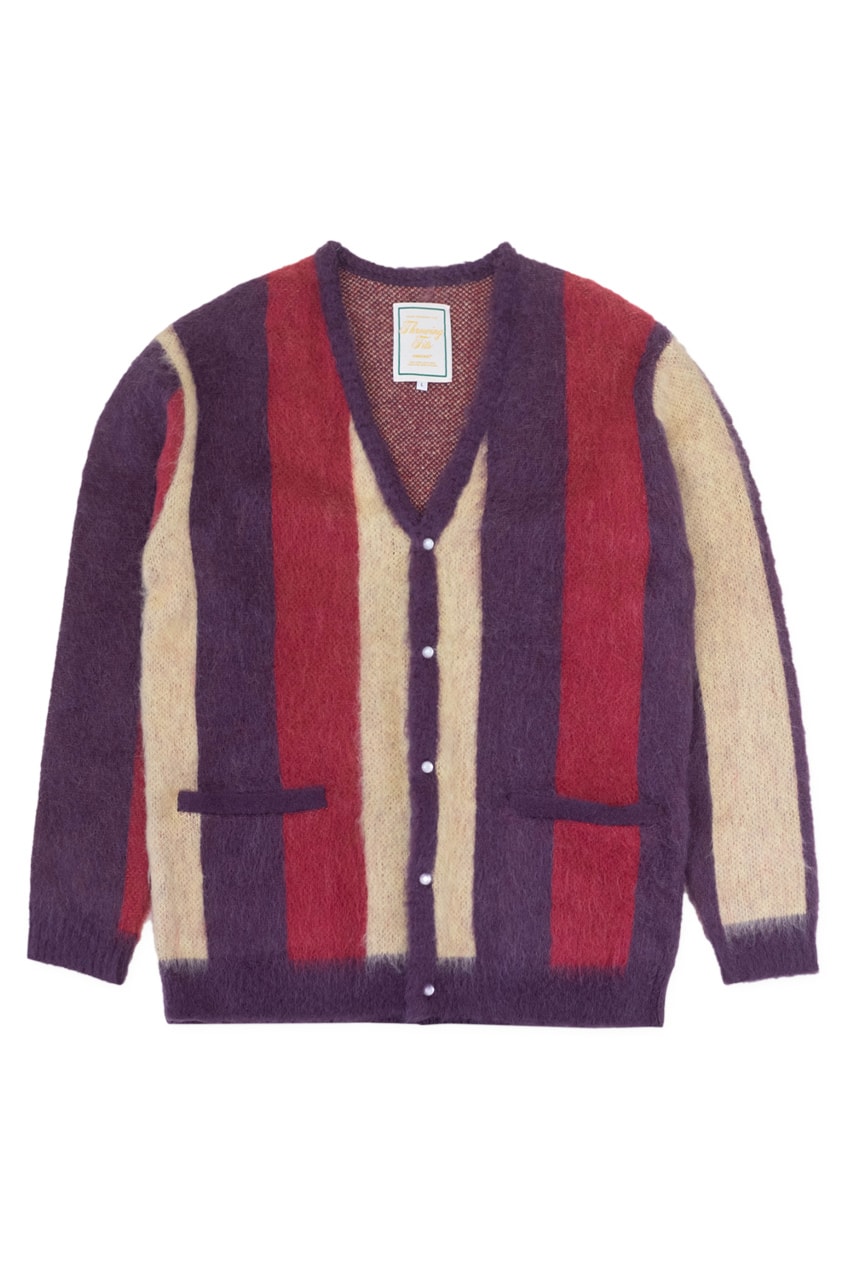Throwing Fits x Checks Mohair Cardigan Release information when does it drop red purple beige 