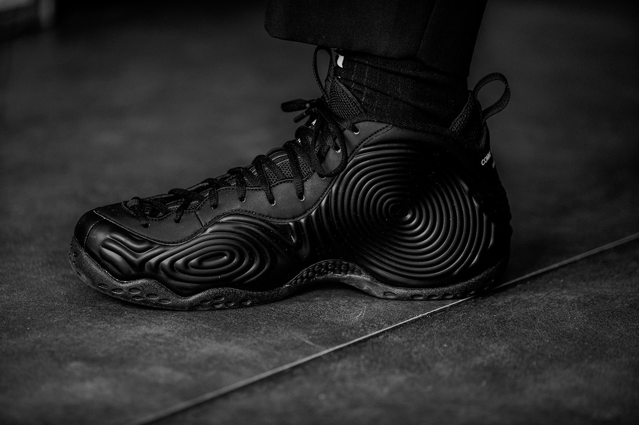 nike air foamposite one comme des garcons homme plus rei kawakubo black white release information first look details official