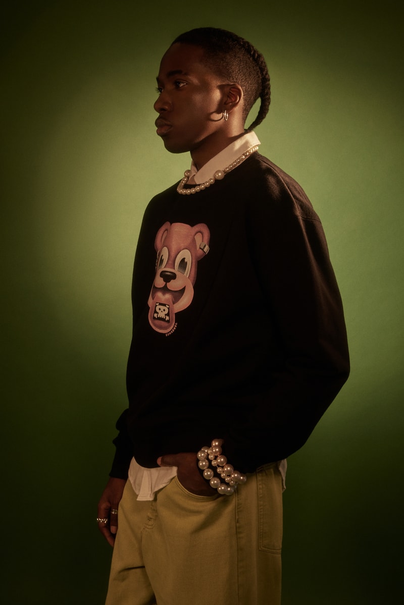 DOMREBEL art studio Montréal, Canada DIY aesthetic with high quality fabrics and savoir-faire cartoon characters high quality screen-prints, embroideries and paintings on range of boxy tees, heavyweight sweats, trackpants and denim french terry cotton custom hand-set Swarovski crystals or distressed holes second launch january 2022