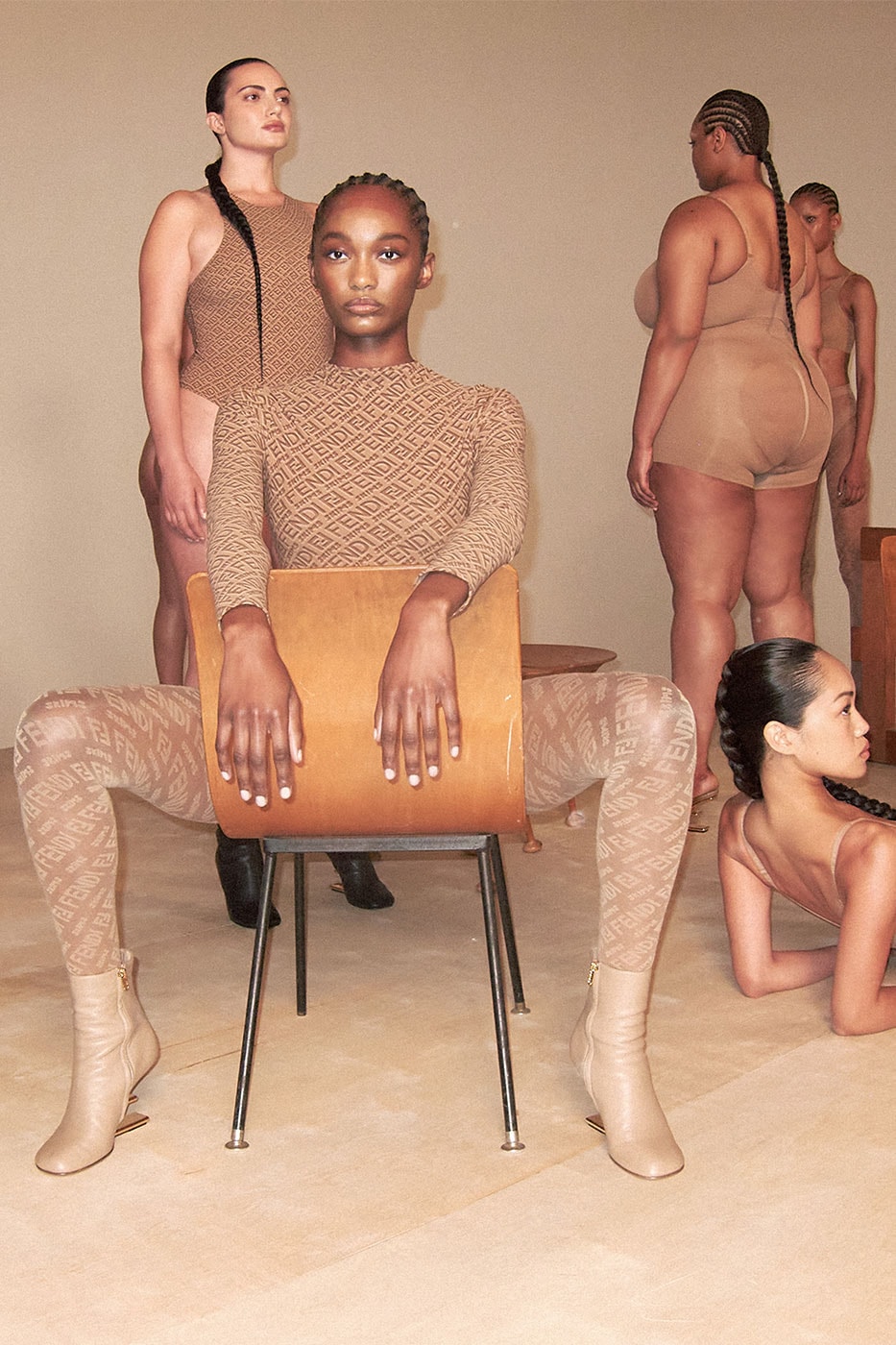 Take a Closer Look at the Fendi x SKIMS Collection Lookbook kim jones kim kardashian west kanye west lingerie ready-to-wear RTW capsule collection