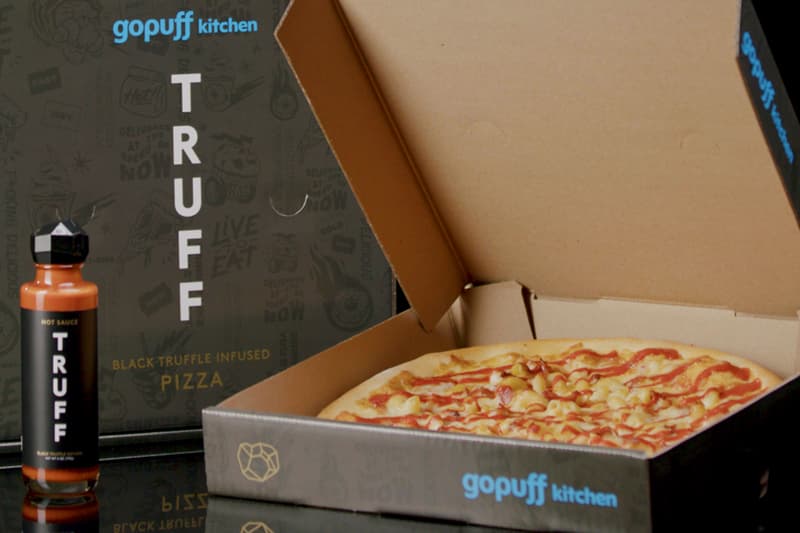 Gopuff Truff Pizza Launch Info Truffle Hot Sauce Ricotta and Mushroom Bacon Mac Cheese Cauliflower Gluten-Free Sausage Taste Review