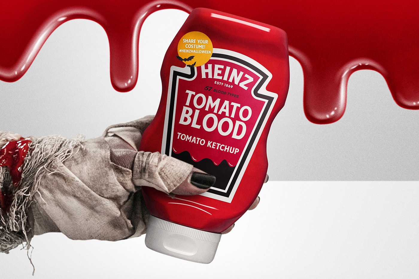 halloween heinz tomato blood costume kit tomato blood ketchup fangs face paint applicators tattoos spooky october 12 festive holiday release info 