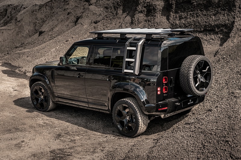 heritage customs workshop garage valiance tuxedo black exterior interior land rover defender off roading 