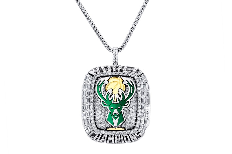 Jason of Beverly Hills Giannis Antetokounmpo Milwaukee Bucks championship ring pendant diamonds jewelry 