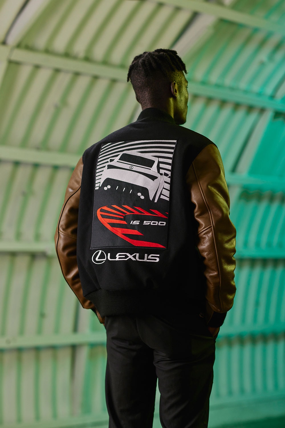 lexus ntwrk collaboration license to thrill episode golden bear varsity jacket shaquille hinkson is 500 f sport performance racing jacket