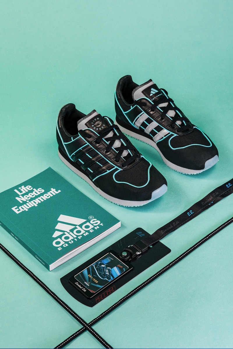 Limited Edt adidas consortium Equipment EQT Race Walk F1 Night Race 30 anniversary supercars matte black nubuck leather glow in the dark modern 500 pairs access pass 001 500 QR Code early bird adidas needs equipment coffee table book history fandi ahmad DJ olympian 