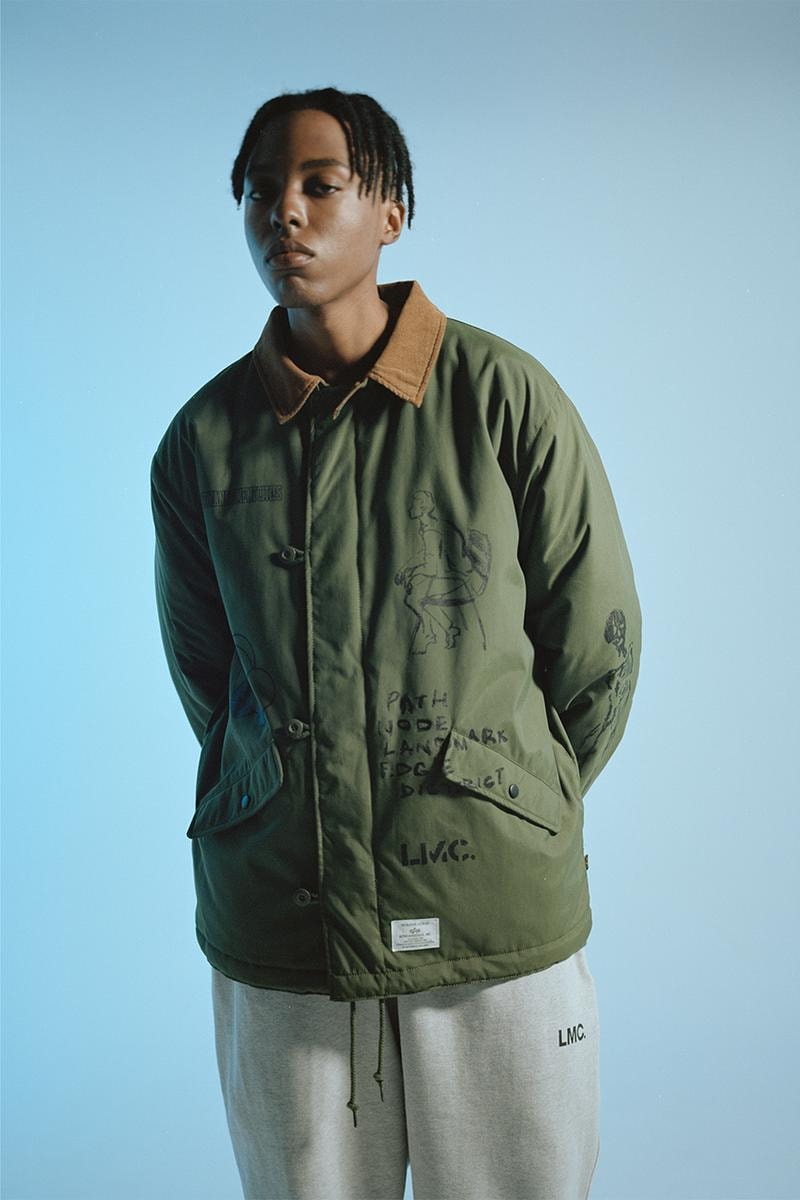 lost management cities alpha industries first collaboration three types of outwear hooded ma-1 jacket french terry US navy deck jacket memorial deck jacket sherpa mod jacket stitching lookbook release info