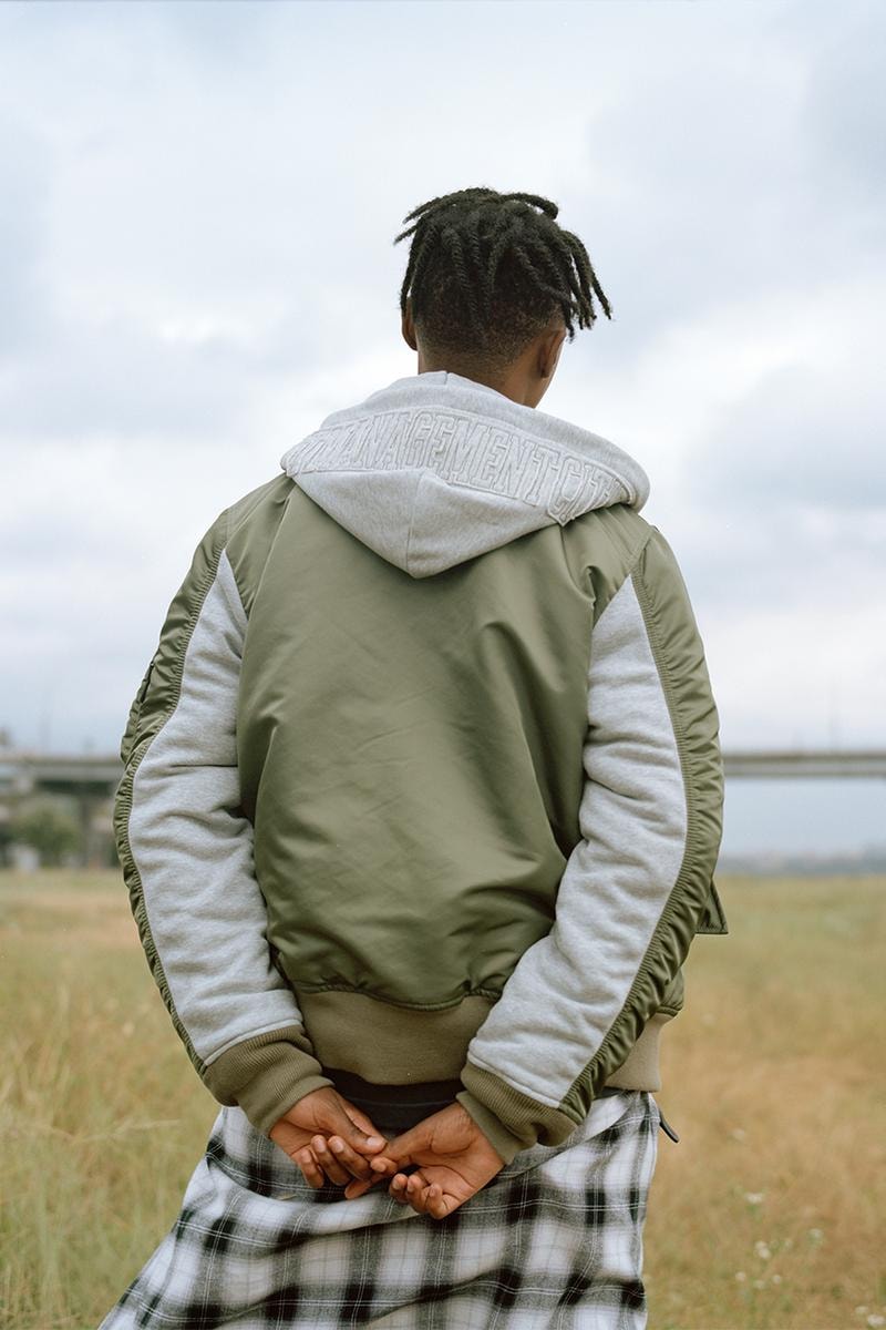 lost management cities alpha industries first collaboration three types of outwear hooded ma-1 jacket french terry US navy deck jacket memorial deck jacket sherpa mod jacket stitching lookbook release info