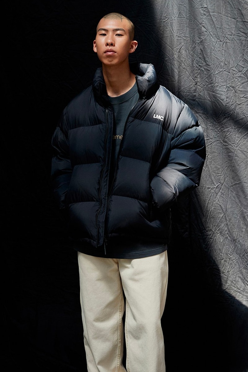 LMC lost management cities releases winter 2021 lookbook collection fleece jackets lightweight padding eco-friendly materials outwear puffer varsity layering mohair cardigan knit velour tracksuit two installments october 5 release info