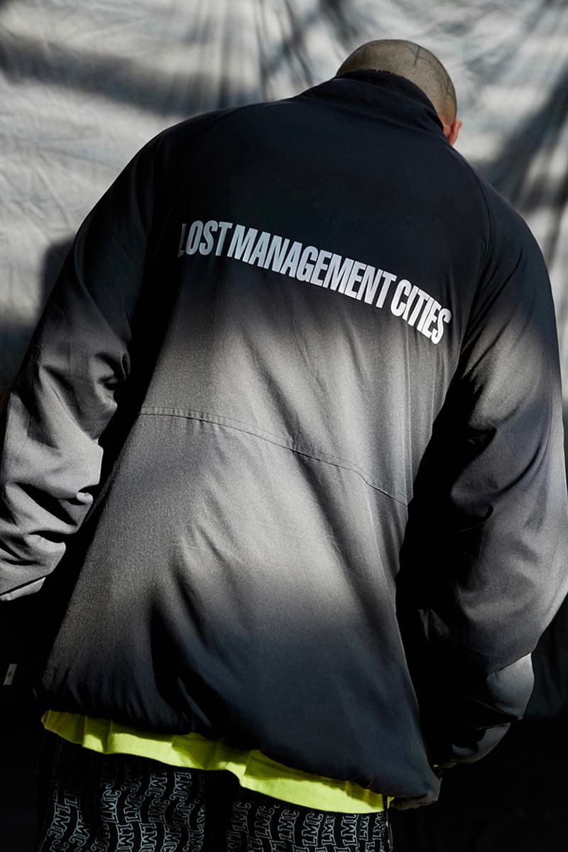 LMC lost management cities releases winter 2021 lookbook collection fleece jackets lightweight padding eco-friendly materials outwear puffer varsity layering mohair cardigan knit velour tracksuit two installments october 5 release info