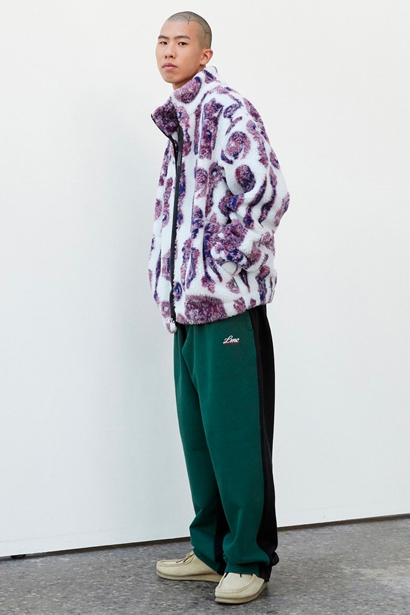 LMC lost management cities releases winter 2021 lookbook collection fleece jackets lightweight padding eco-friendly materials outwear puffer varsity layering mohair cardigan knit velour tracksuit two installments october 5 release info