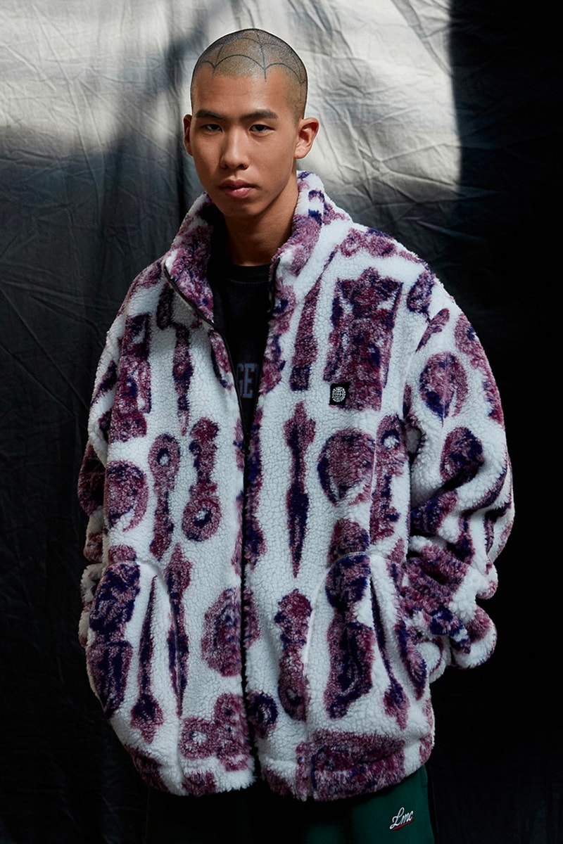 LMC lost management cities releases winter 2021 lookbook collection fleece jackets lightweight padding eco-friendly materials outwear puffer varsity layering mohair cardigan knit velour tracksuit two installments october 5 release info