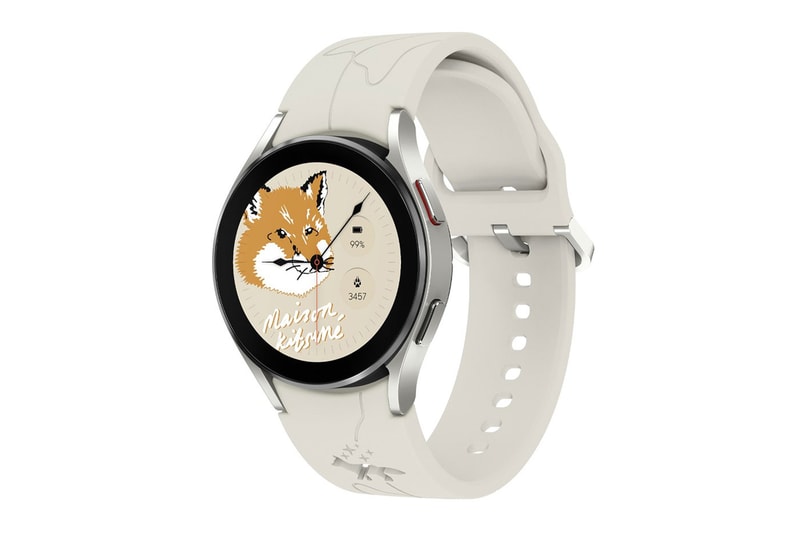 samsung electronics maison kitsune fox logo galaxy watch 4 galaxy buds 2 trendy chic wearables moonrock beige smart watch stardust gray leather stars sparkle earbud ANC october 20 release date info