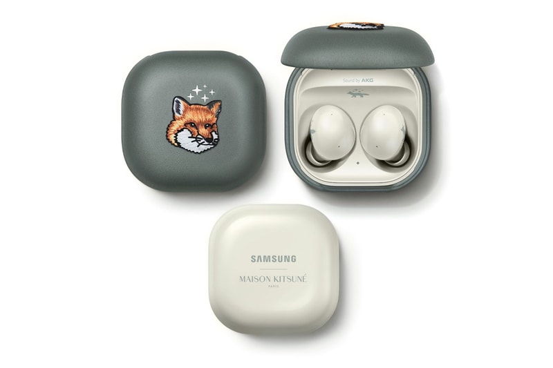 samsung electronics maison kitsune fox logo galaxy watch 4 galaxy buds 2 trendy chic wearables moonrock beige smart watch stardust gray leather stars sparkle earbud ANC october 20 release date info