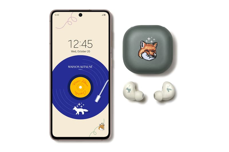 samsung electronics maison kitsune fox logo galaxy watch 4 galaxy buds 2 trendy chic wearables moonrock beige smart watch stardust gray leather stars sparkle earbud ANC october 20 release date info