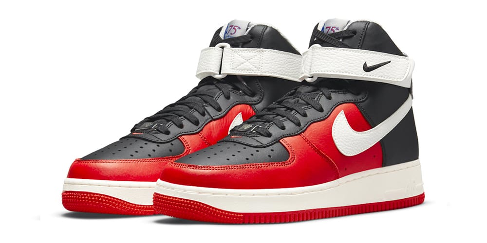 red and black nike air force 1 high tops
