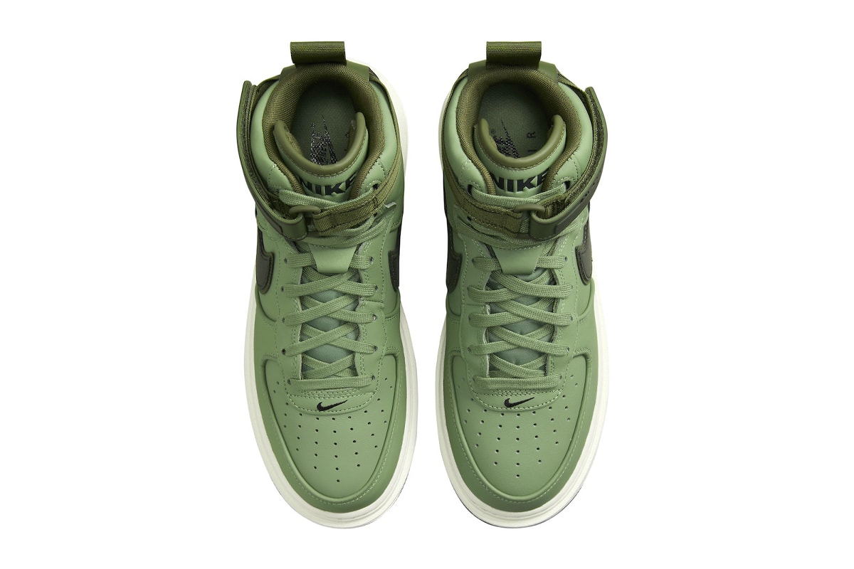 Nike Air Force 1 High Boot Military Green da0418 300 Release Info leather rubber elevated winter thick grip 160 usd price sneakers official photos