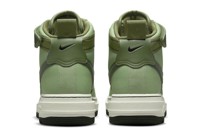 Nike Air Force 1 High Boot Military Green da0418 300 Release Info leather rubber elevated winter thick grip 160 usd price sneakers official photos