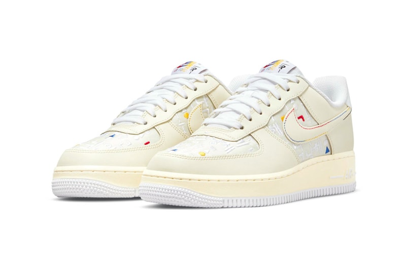 Nike Air Force 1 lows hangul hangeul day south korea language black white cream text design pattern dot womens exclusive red blue yellow