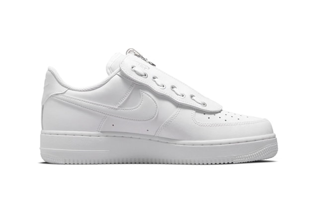 Nike Air Force 1 Low Shroud DC8875 100 metallic swoosh zippers white leather chrome eyestay rubber sneakers release info