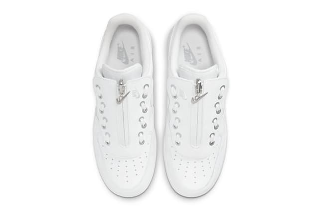 Nike Air Force 1 Low Shroud DC8875 100 metallic swoosh zippers white leather chrome eyestay rubber sneakers release info