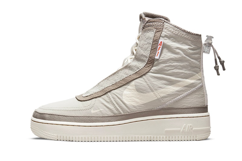 official images Nike Air Force 1 sHell DO7450 211 2021 150 USD price release info water repellent textil adjustable collar sail orange exposed stitching rubber fall winter