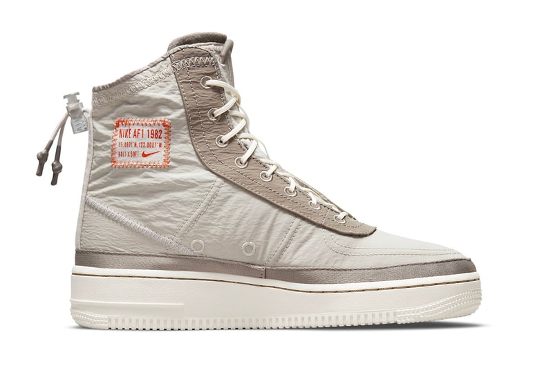 official images Nike Air Force 1 sHell DO7450 211 2021 150 USD price release info water repellent textil adjustable collar sail orange exposed stitching rubber fall winter